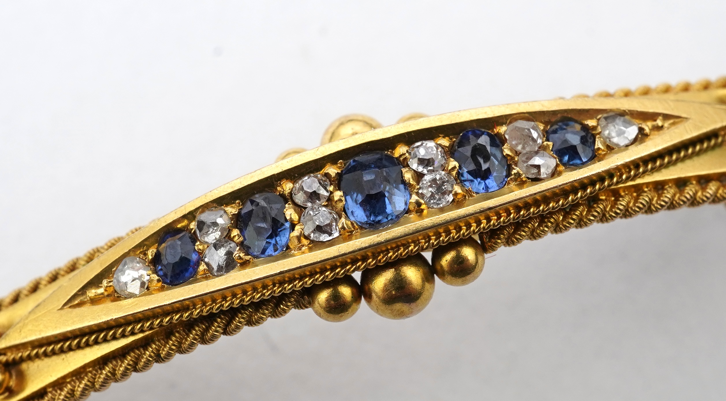 A Victorian sapphire and diamond brooch, late 19th century
